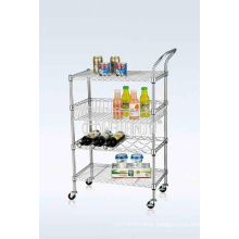 NSF Chrome-Plated Metal Wire Restaurant Food Transport Trolley Cart